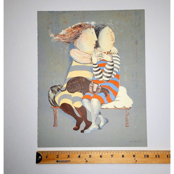 Graciela Rodo Boulanger SISTER WITH CAT Limited Edition 10  Sister With Cat Graciela Rodo Boulanger Art Limited Edition 10\